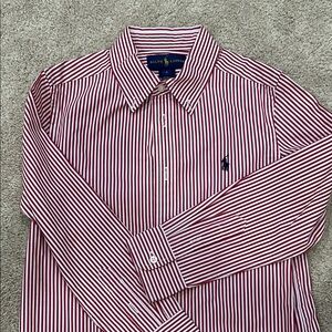 Ralph Lauren Red and White Bengal Stripe Dress Shirt
